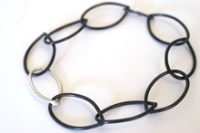 steel and silver leaf bracelet