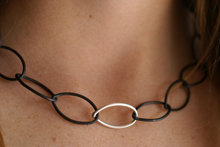 steel and silver leaf chain