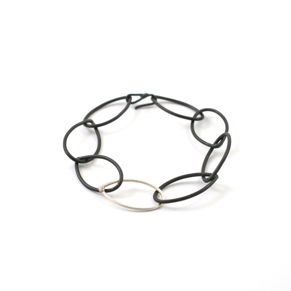audrey bracelet - black and silver chain bracelet
