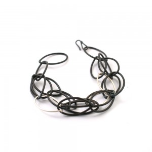 black and silver multi chain bracelet by megan auman