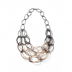 maya two-tone metal statement necklace by megan auman