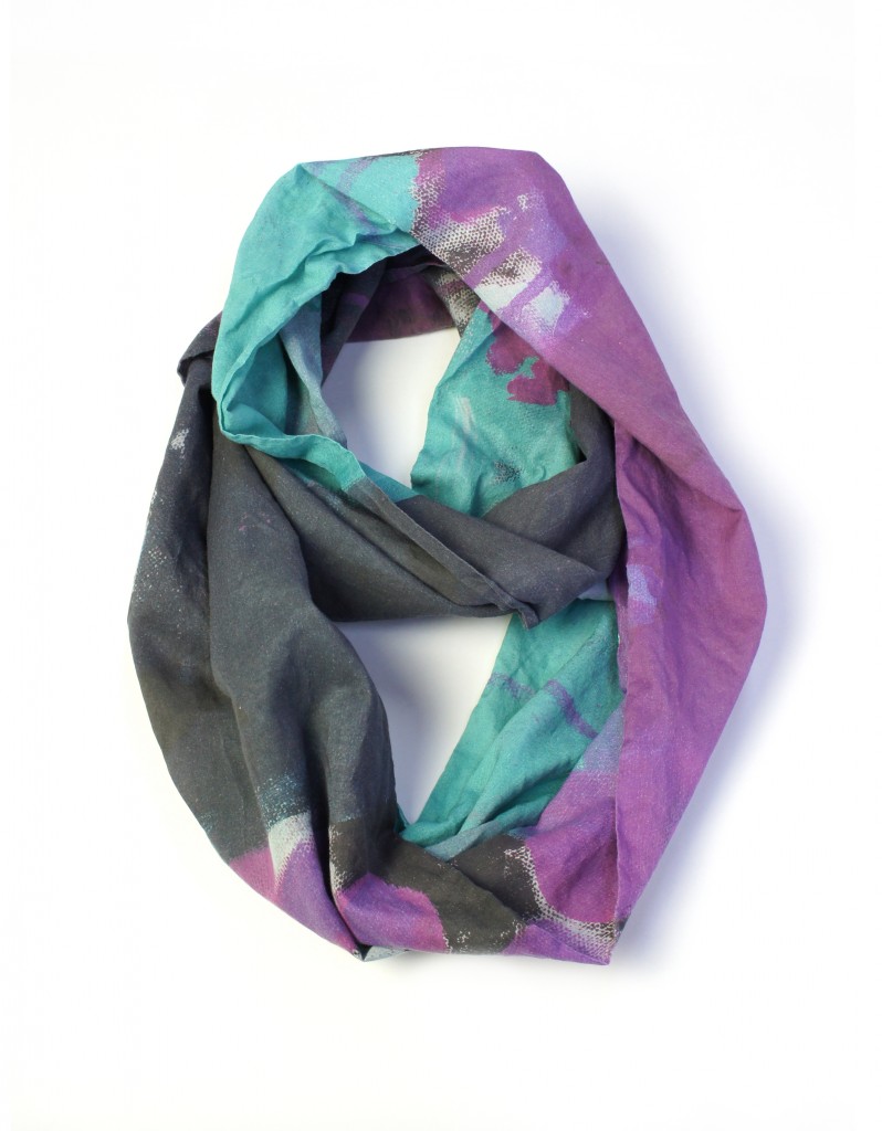 wild orchid and teal lightweight scarf by megan auman