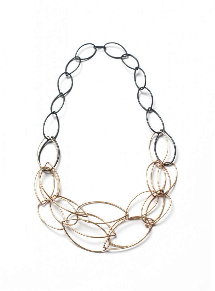 emma necklace - steel and bronze two-tone, ombre statement necklace by megan auman