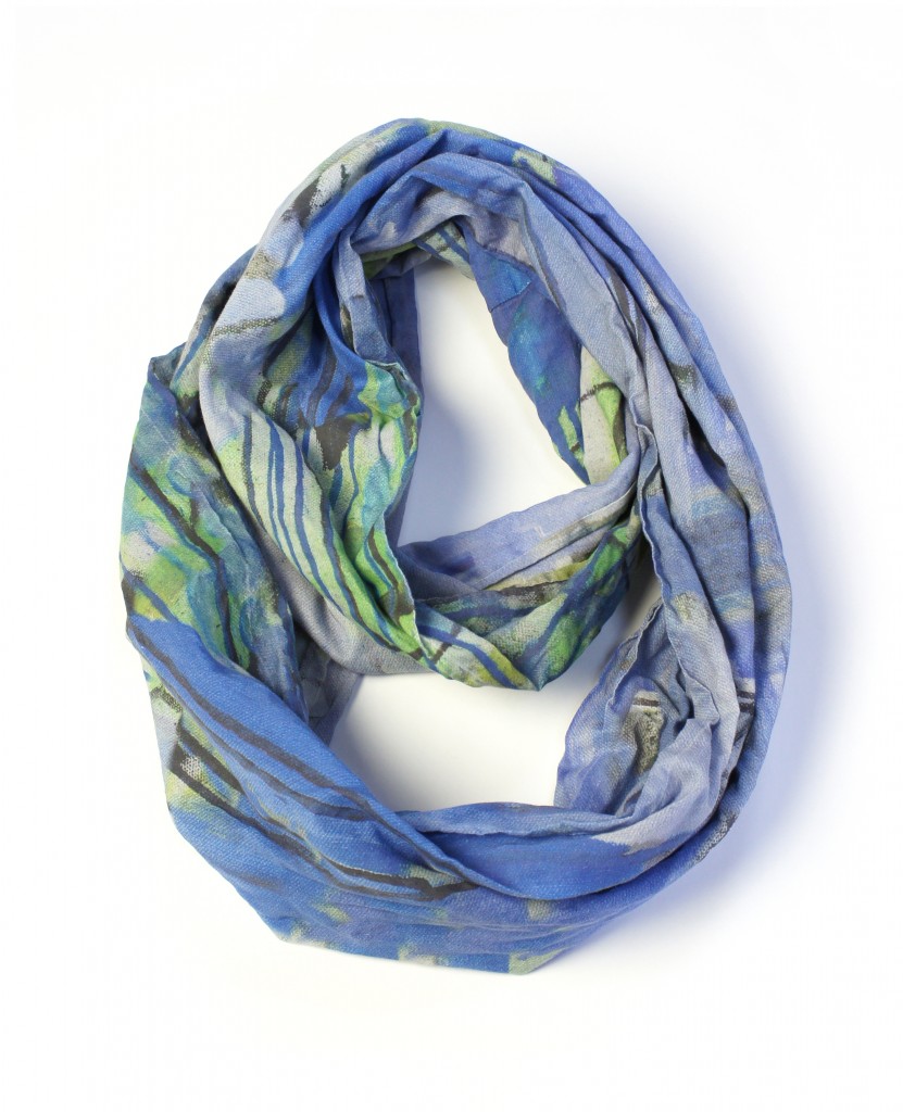 giverny scarf - periwinkle and green lightweight scarf