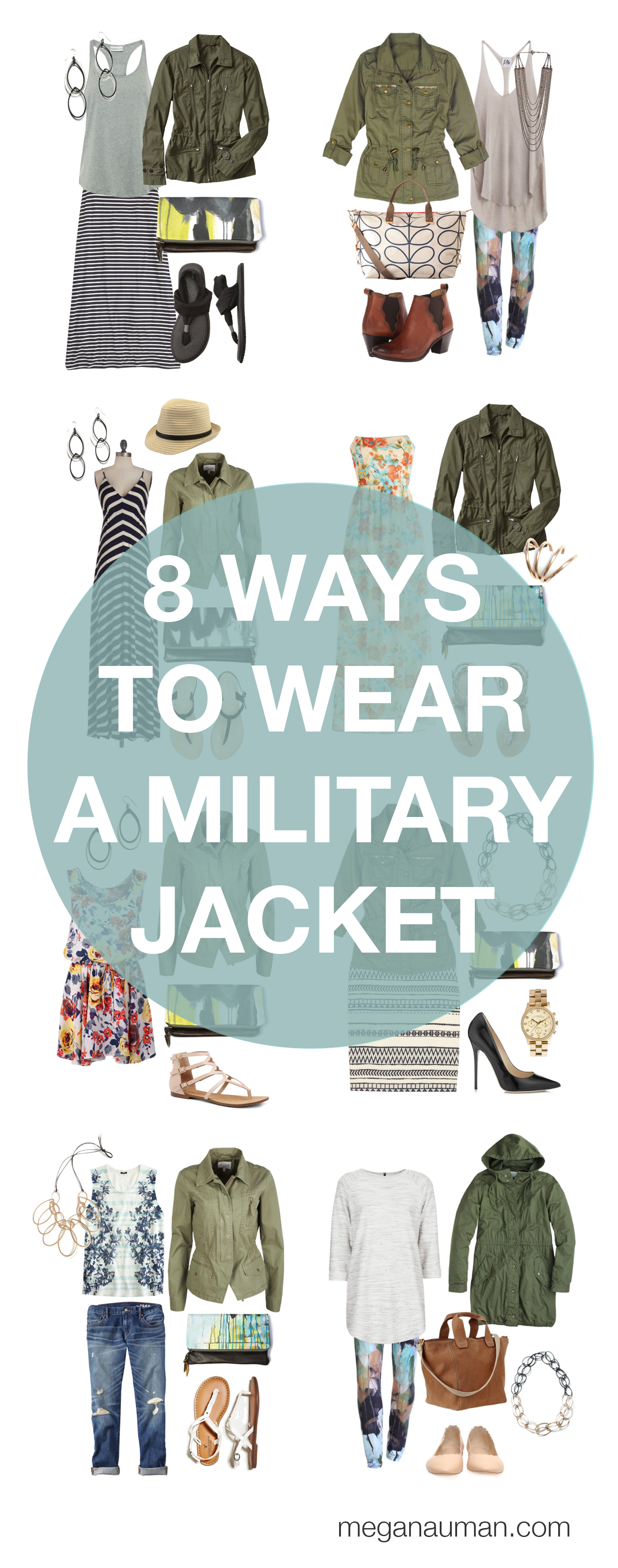 how to wear a military jacket - 8 ways to style your military jacket via megan auman