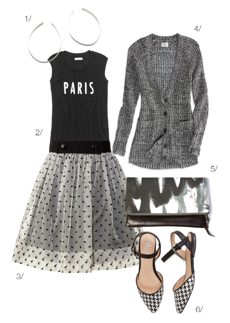 street style inspired: paris in black and grey - organza skirt and muscle tee - via megan auman