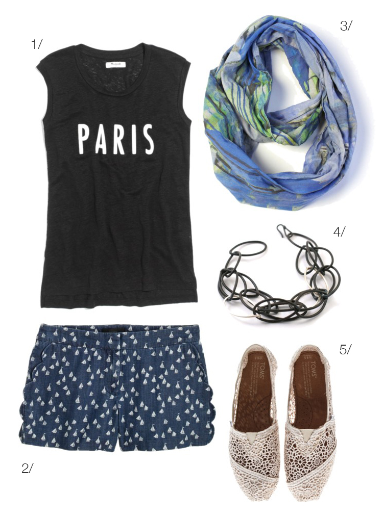 weekend summer style: printed shorts and lightweight summer scarf via megan auman