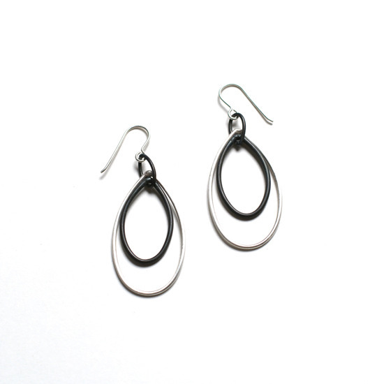 ella earrings - black and silver lightweight earrings - megan auman