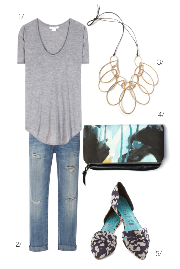 jeans, t-shirt, and a statement necklace // via megan auman // click for outfit details