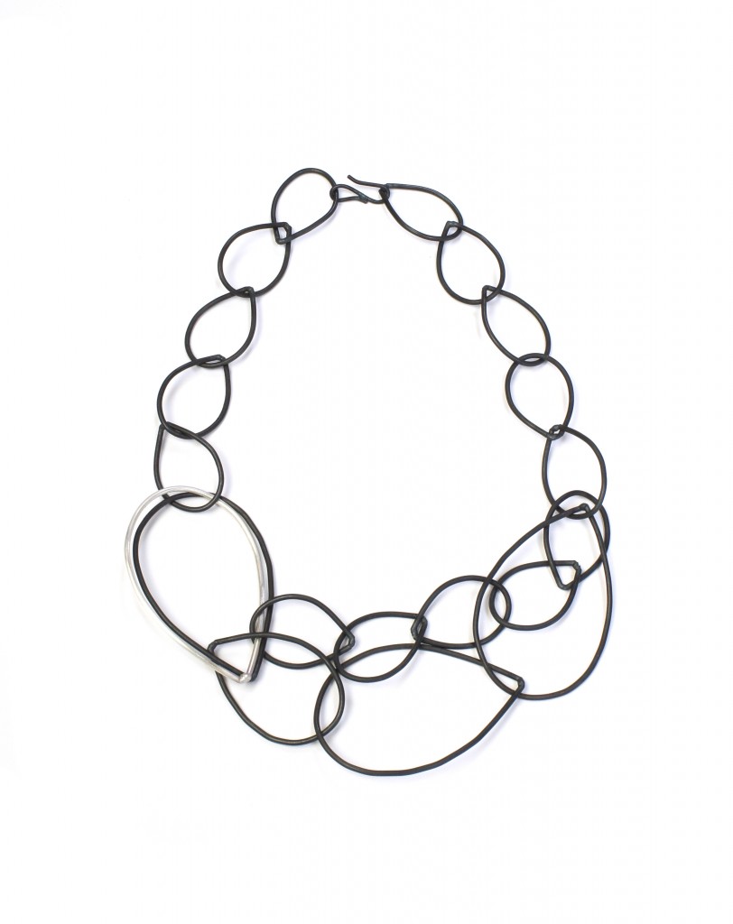 daphne necklace - black and silver chain link statement necklace