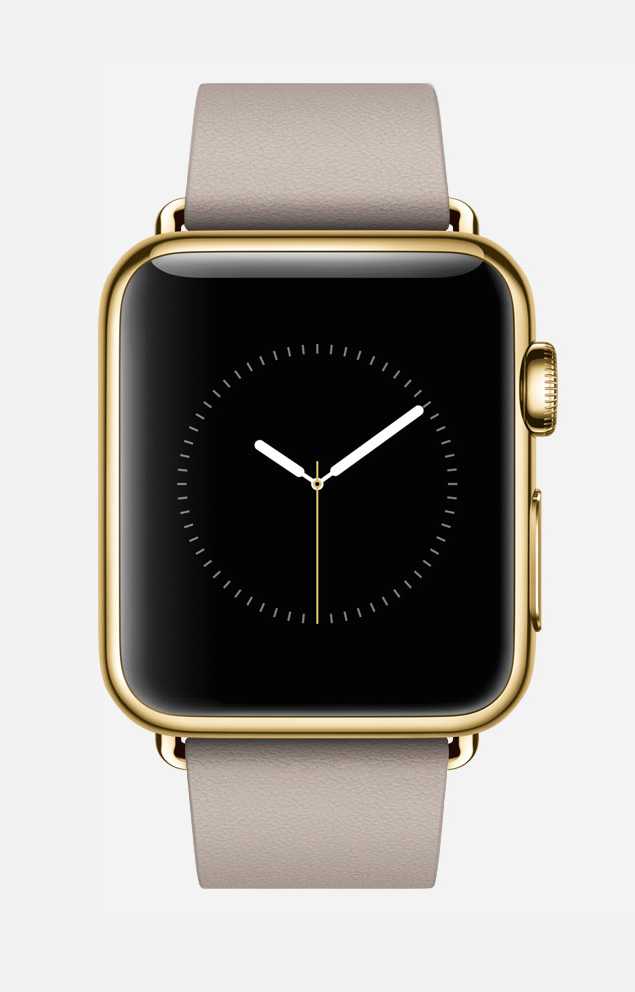 Apple Watch - 18 karat yellow gold and rose gray leather band