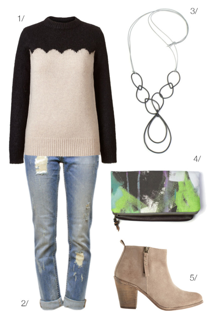 casual fall style: sweater, distressed denim, and ankle boots - MEGAN AUMAN