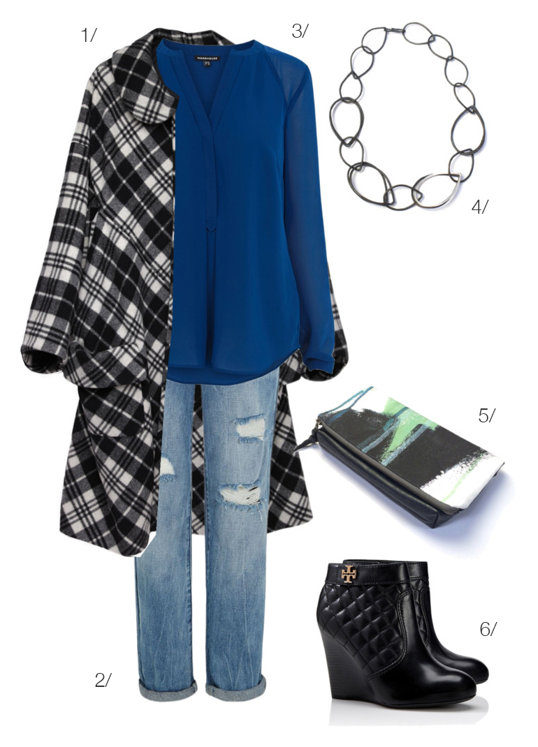plaid statement coat and chunky chain necklace for fall // click for outfit details