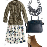 gritty meets girly: midi skirt and military jacket