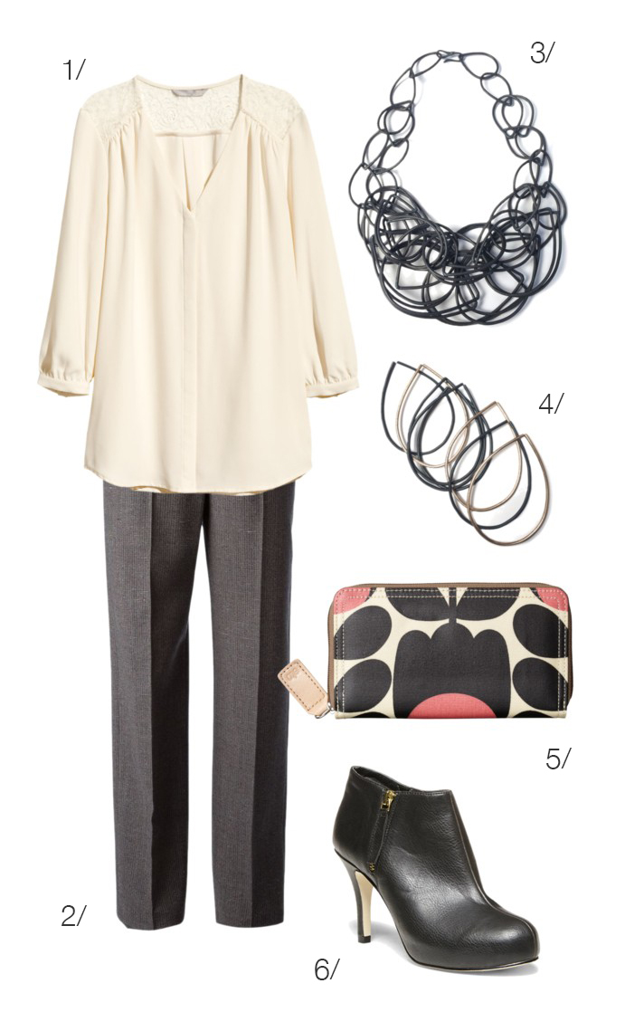 use a statement necklace to elevate a basic outfit for work // click for outfit details