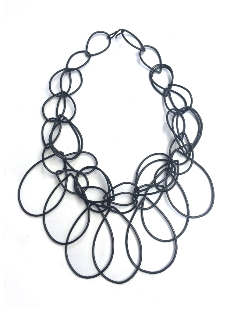 black steel statement necklace