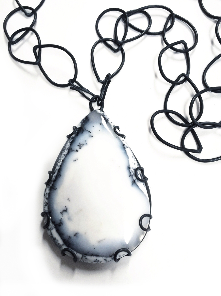 the royal necklace // dendritic opal in a custom setting on an adjustable length handmade chain // designing by megan auman