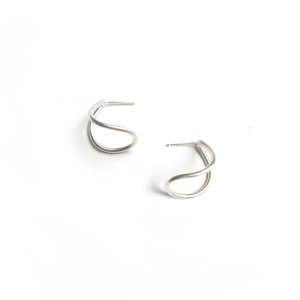 small silver curve post earrings