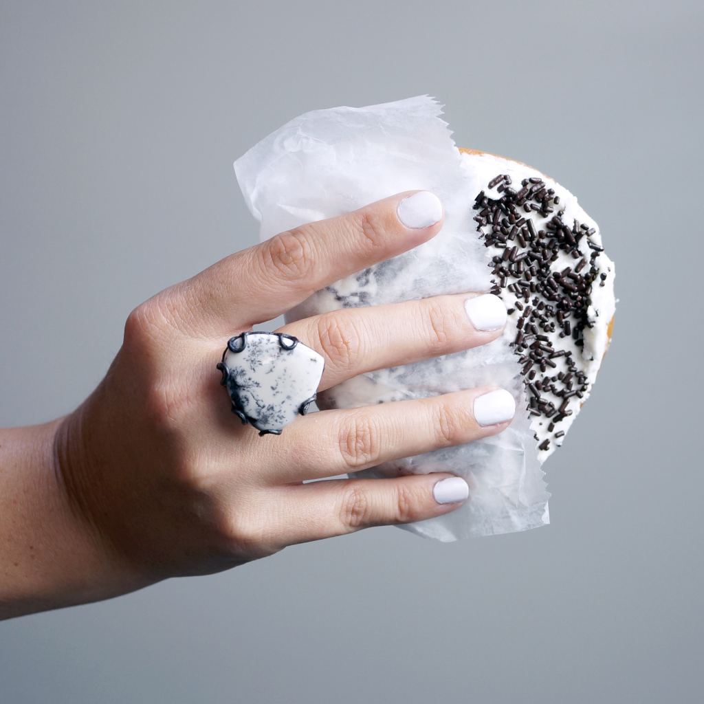 treat yo' self twice with a donut and statement ring / via megan auman