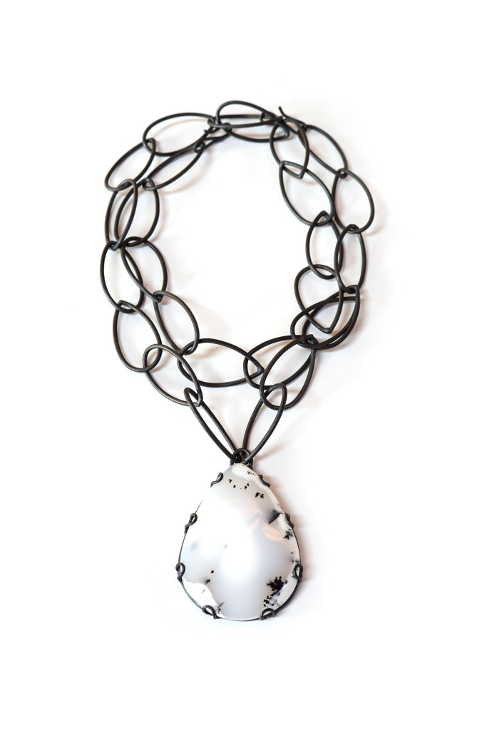 contra necklace // agate and black chain necklace