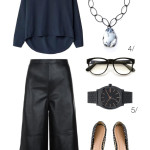 what to wear to work this summer: leather culottes and a billowy blouse