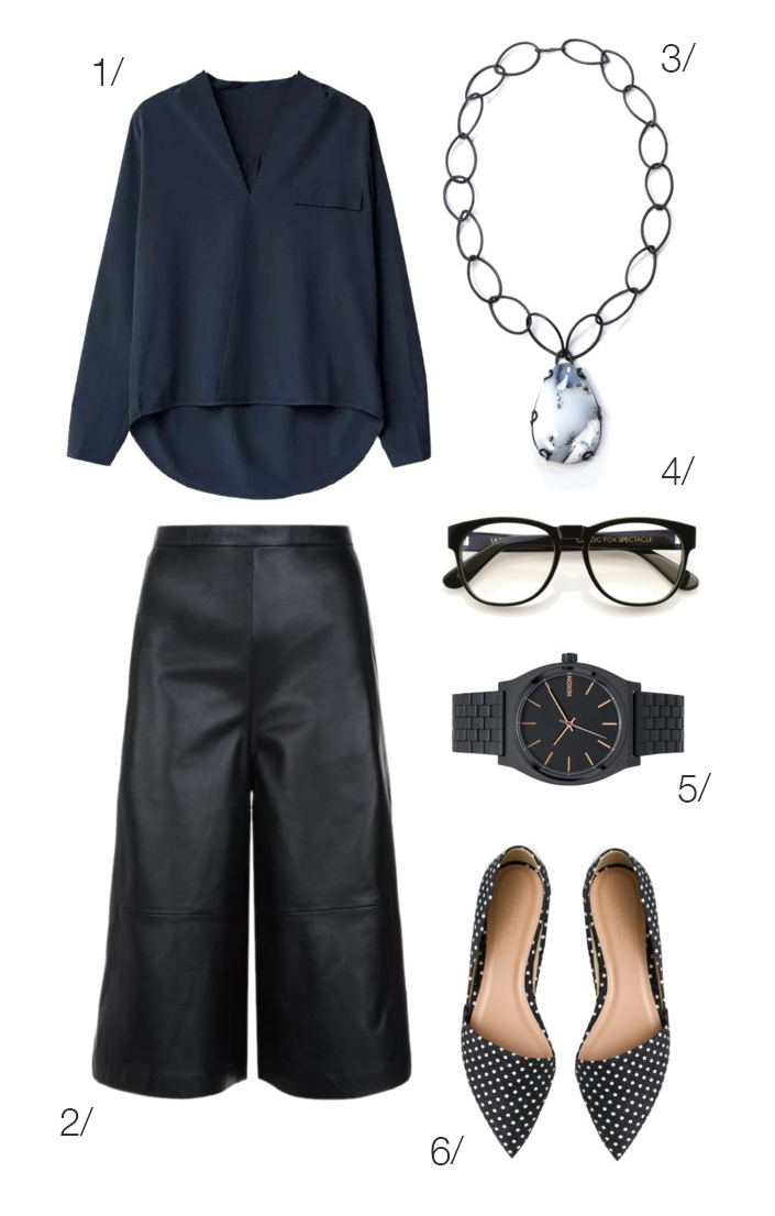summer office style: leather culottes and a billowy blouse // click through for outfit details