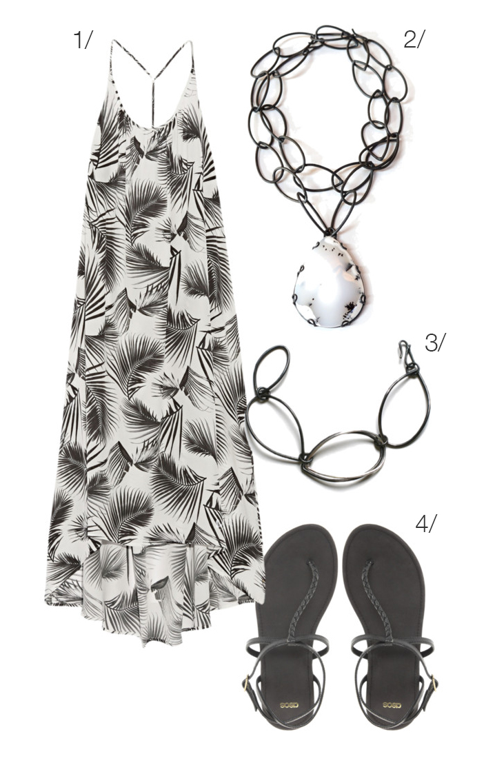 black and white printed maxi and bold necklace // click through for outfit details