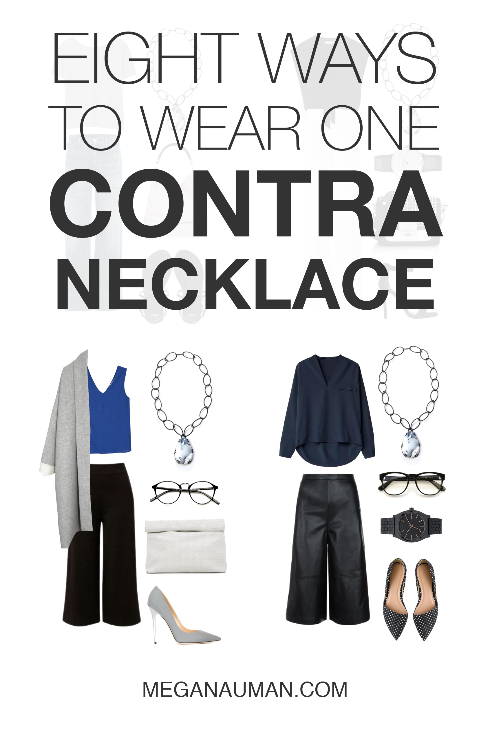 from casual style to professional workwear, the one of a kind Contra necklace could be the most versatile piece in your wardrobe / click through to see eight ways to wear the Contra necklace