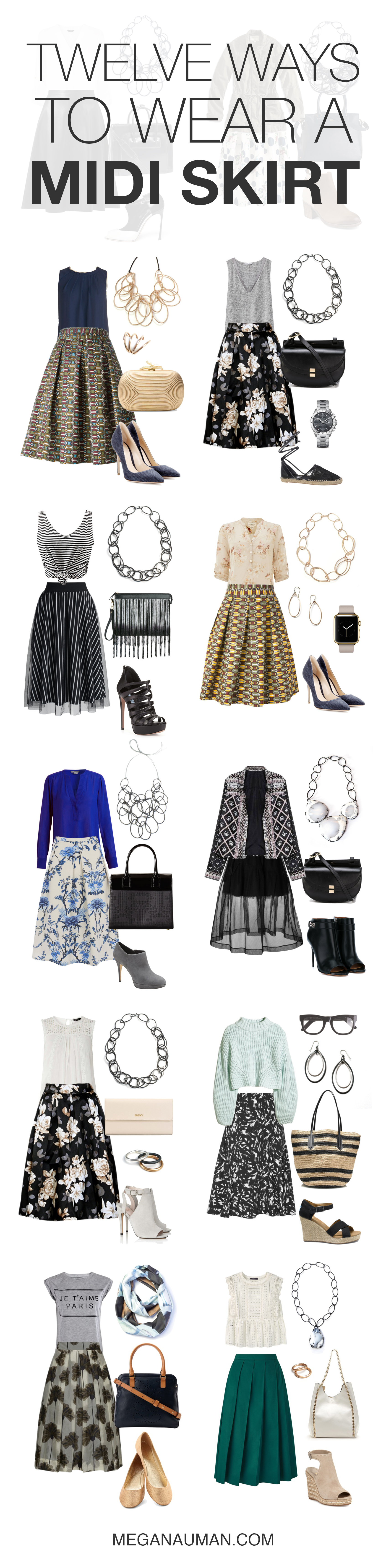 how to wear a midi skirt: 12 stylish outfit ideas to try // click through to see and shop all the looks