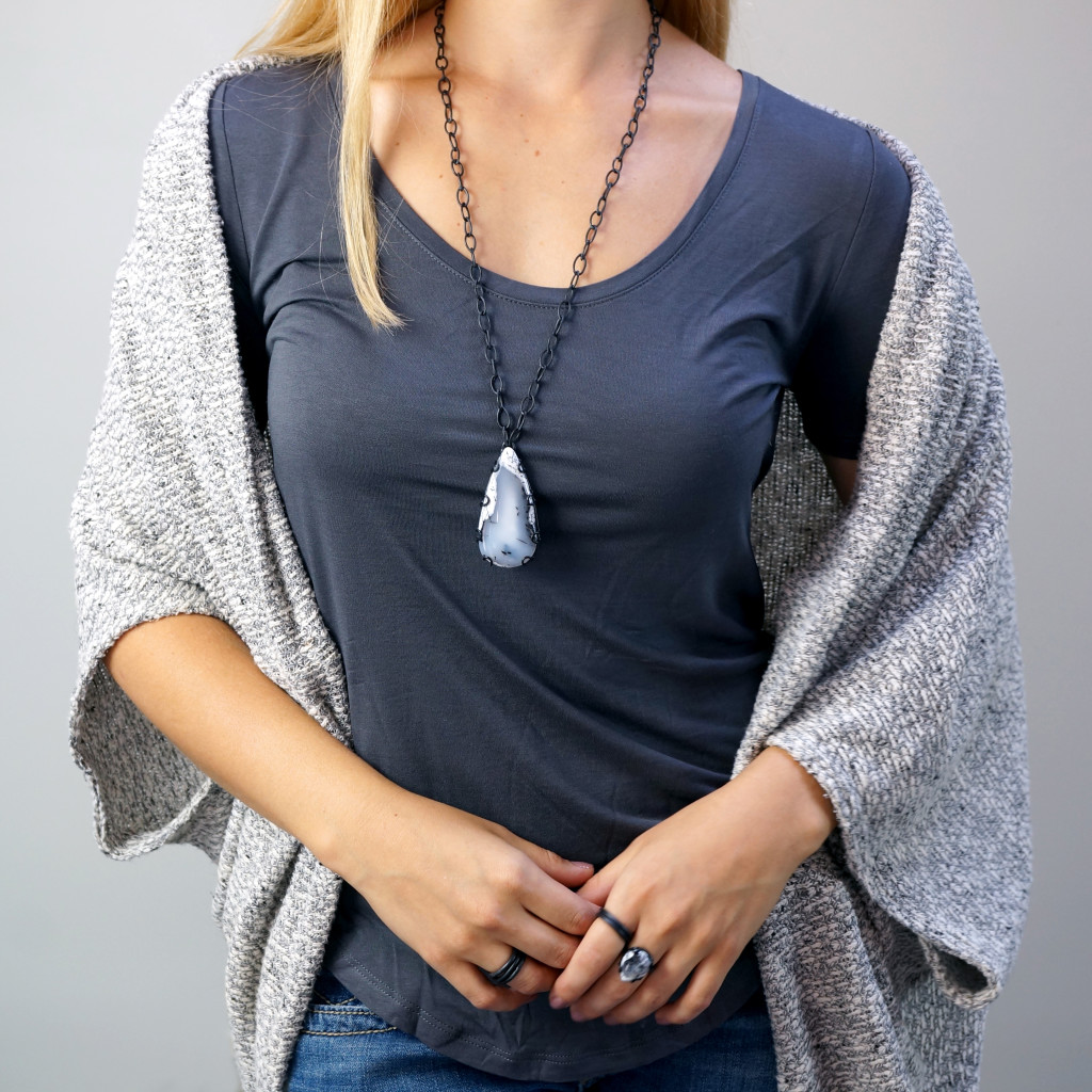 this long pendant is perfect for fall, whether you're tossing it on over a blouse for work or layering it with an oversized cardigan on the weekend!