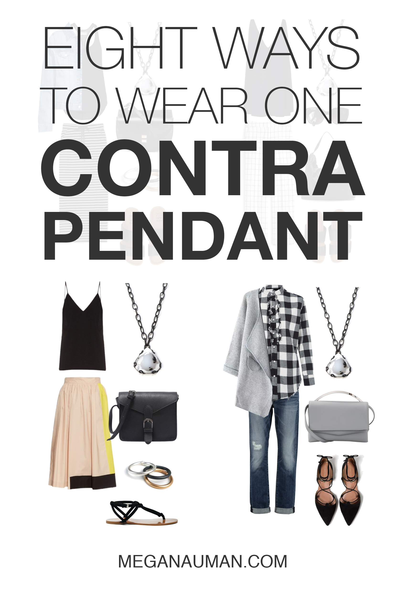from casual summer style to classic fall outfits, this one of a kind Contra pendant works with your wardrobe / click through to see eight ways to style the Contra pendant