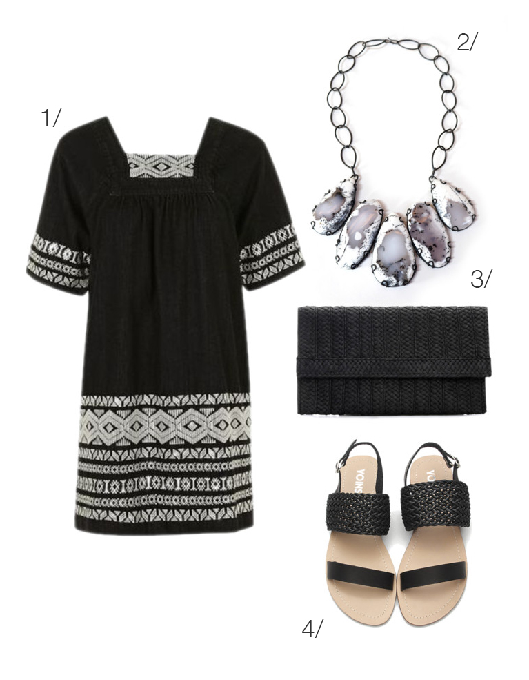 embroidered little black dress and statement necklace for summer // click through for outfit details