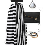outfit remix: black and white striped maxi skirt and black top