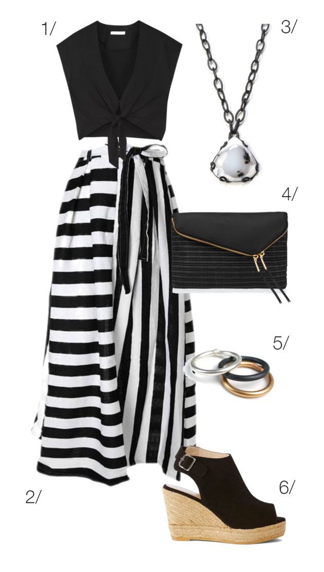 fancy black and white maxi skirt with black top // click through for outfit details