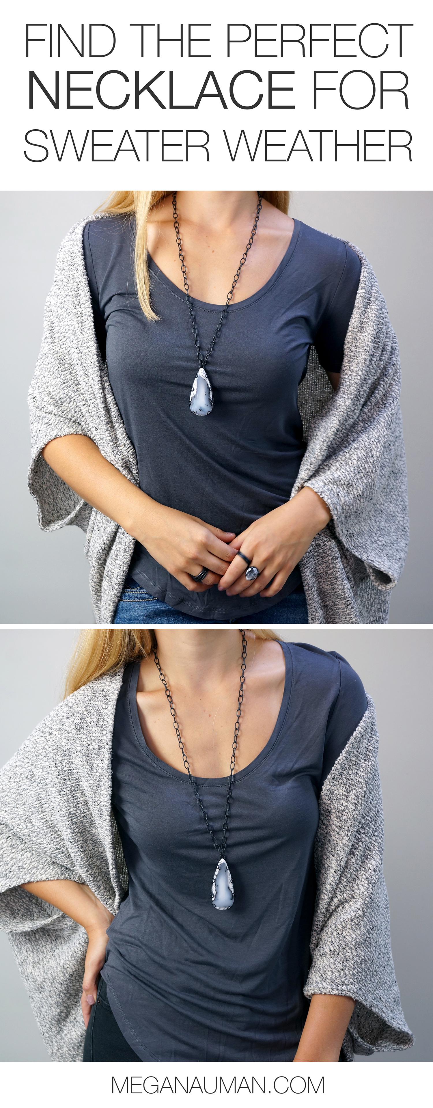 long necklaces are perfect for layering with slouchy cardigans / click through to learn more