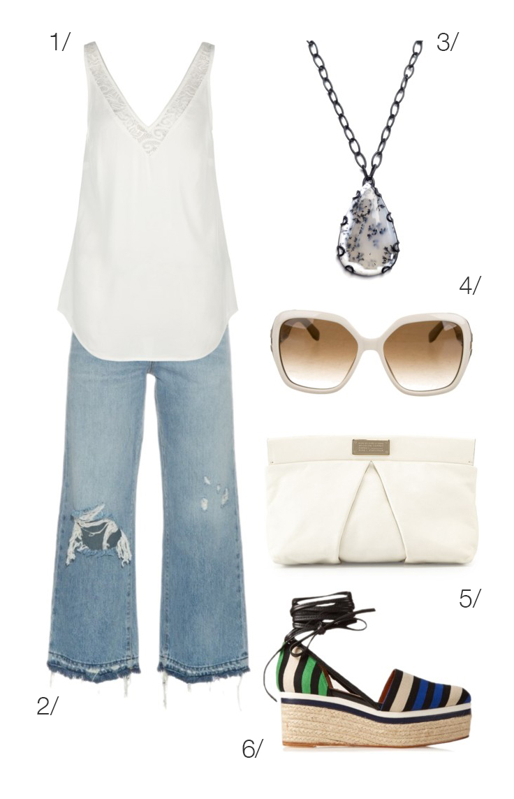 summer style: wide leg jeans and a white top and accessories // click through for outfit details