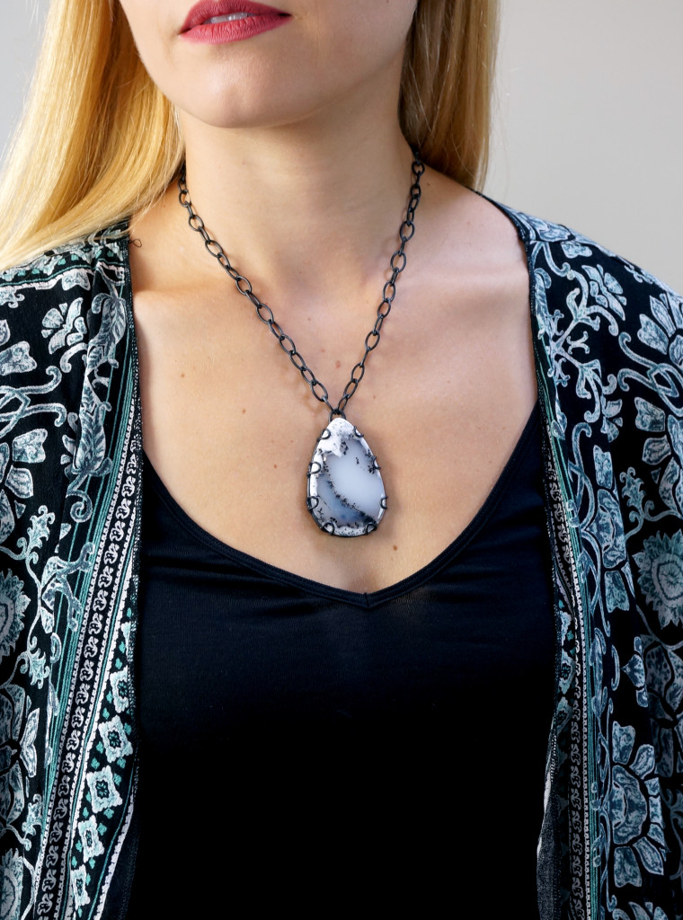bold dendritic opal necklace on handcrafted skinny chain: coming soon to meganauman.com // click through for details