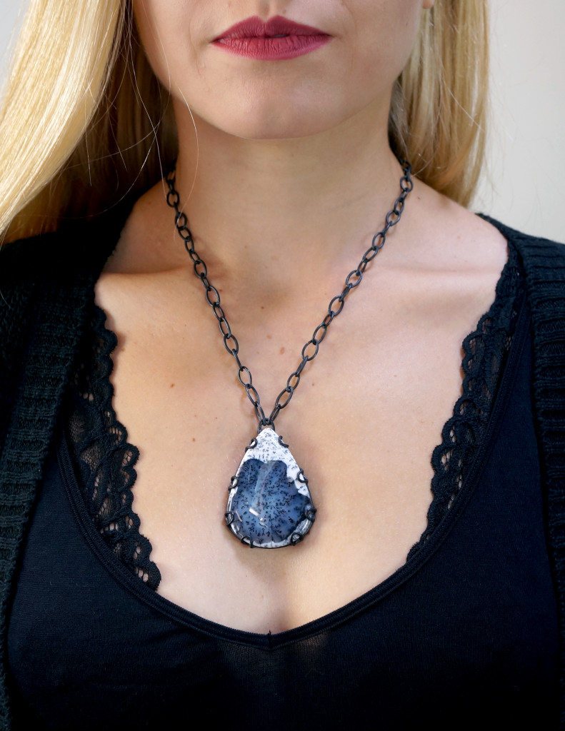 bold dendritic opal necklace on handcrafted skinny chain: coming soon to meganauman.com // click through for details