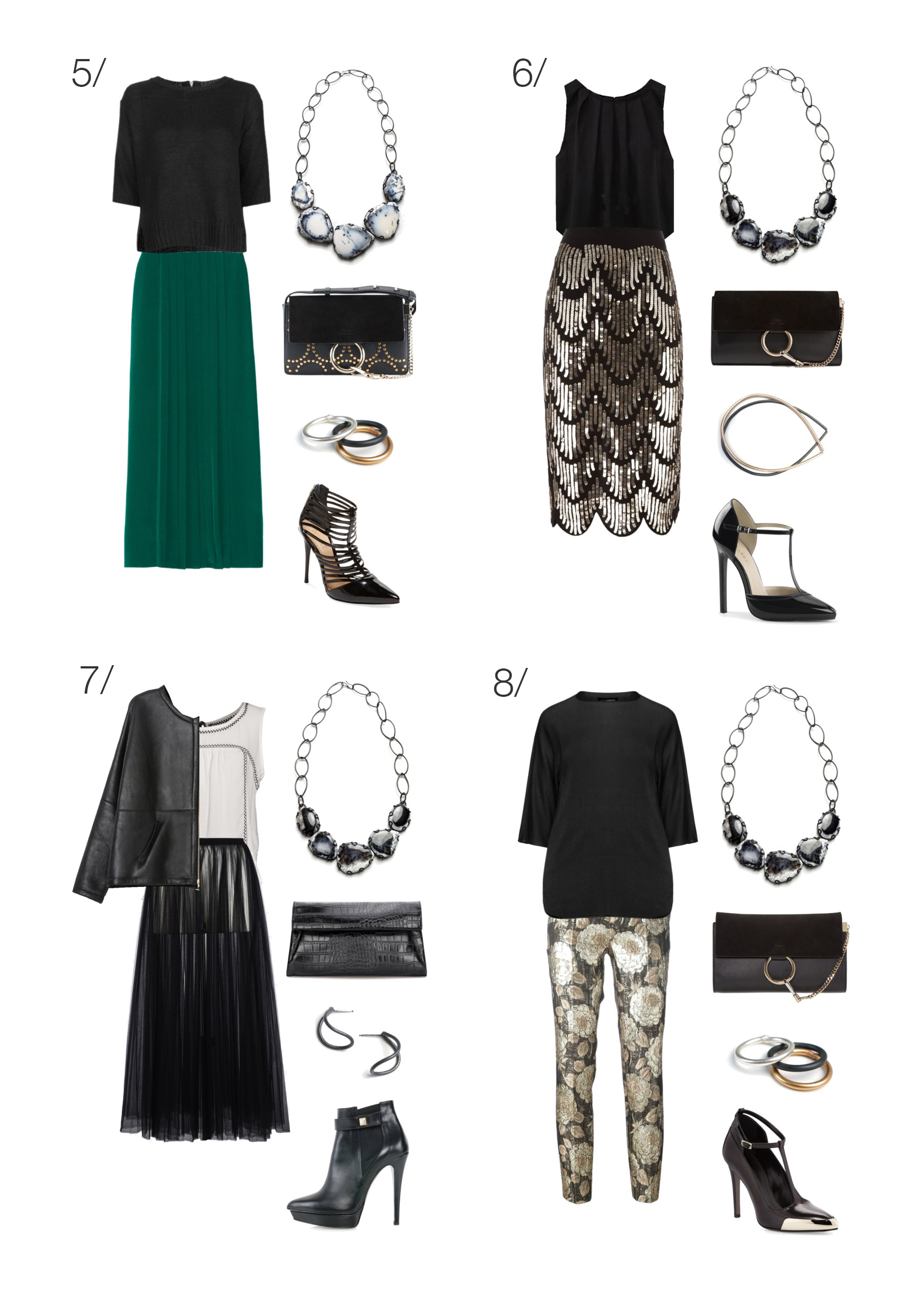 From the office Christmas party to New Year's Eve, these eight outfits are perfect for your next holiday party. // Click for outfit details.