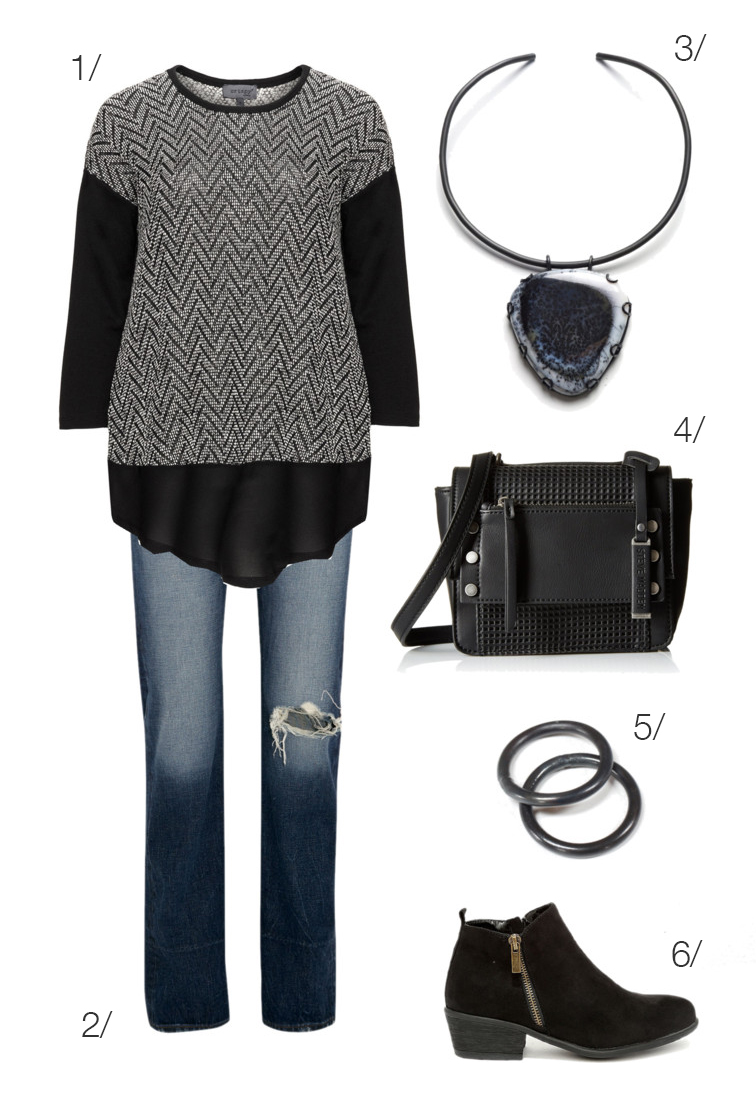 casual and edgy: jeans, ankle boots, bold necklace // click through to shop this outfit