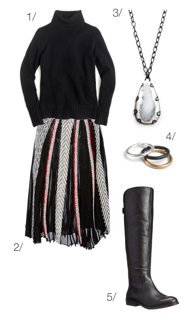 cozy holiday style: blanket skirt and boots // click through to shop the look
