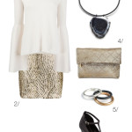 cream and gold holiday party outfit