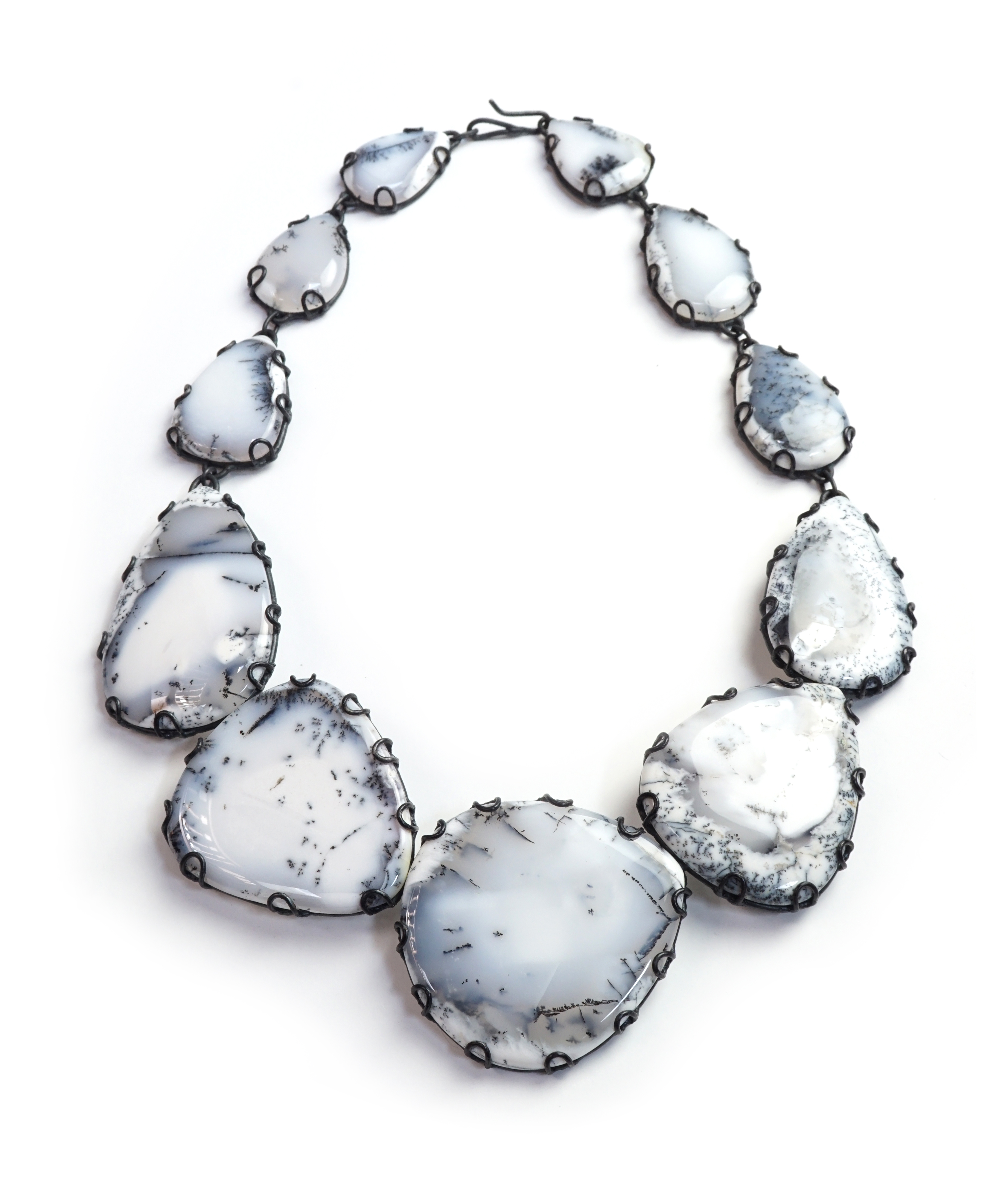 Contra Composition Necklace No. 10 // one of a kind dendritic opal statement necklace handcrafted by designer and metalsmith Megan Auman