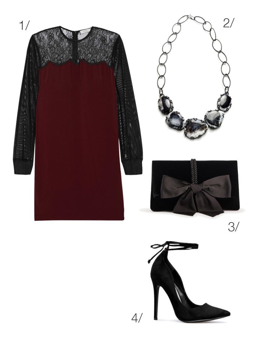 dark and romantic holiday party style: lace dress and velvet accessories // click through for outfit details