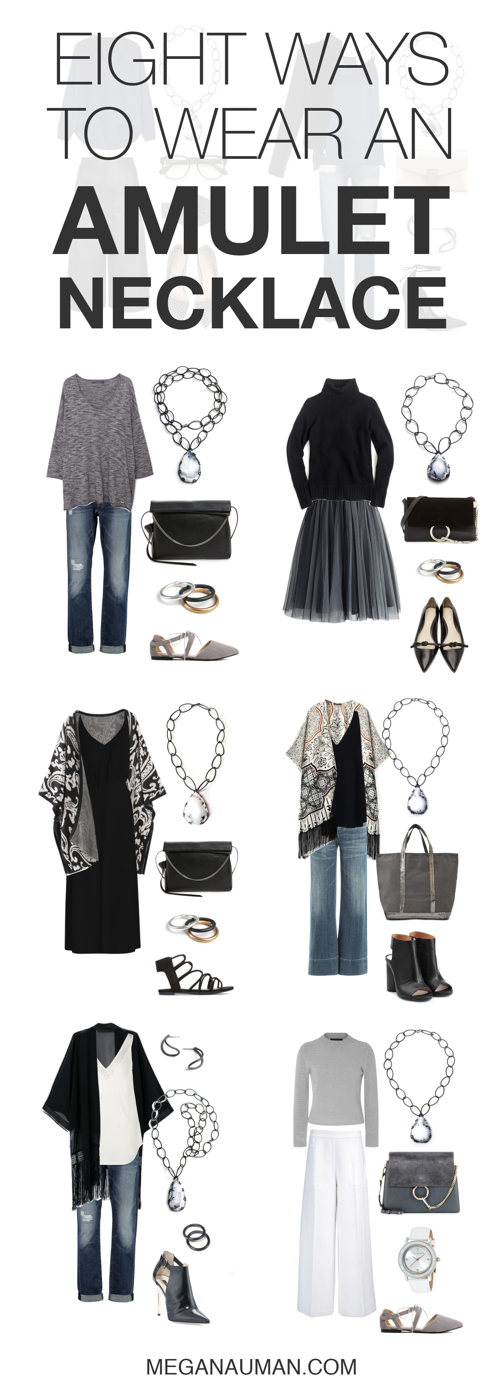 8 ways to wear an amulet-style necklace // click through for outfit ideas