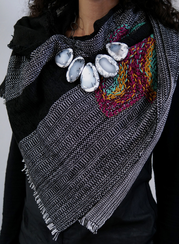 how to wear a statement necklace over a scarf // click through to shop this look