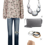 simple chic style: floral blouse and bib necklace for spring