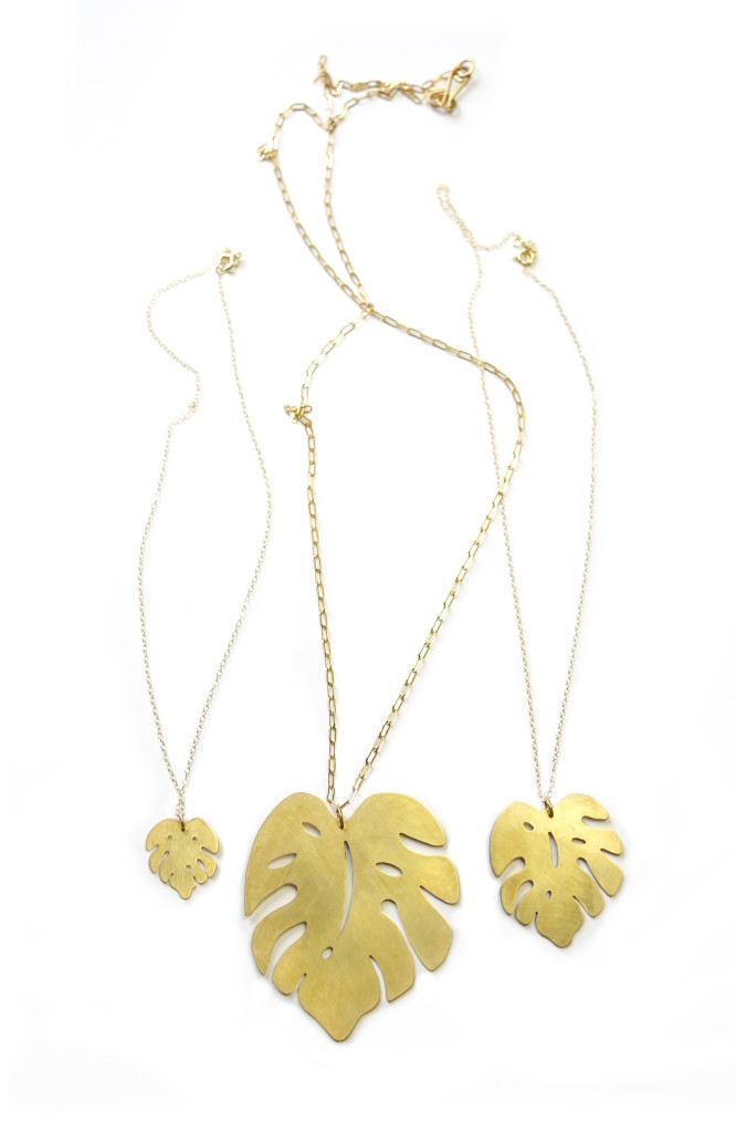 Monstera leaf pendant necklaces