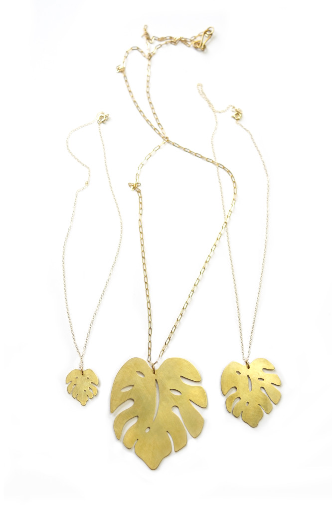 Monstera leaf pendant necklaces