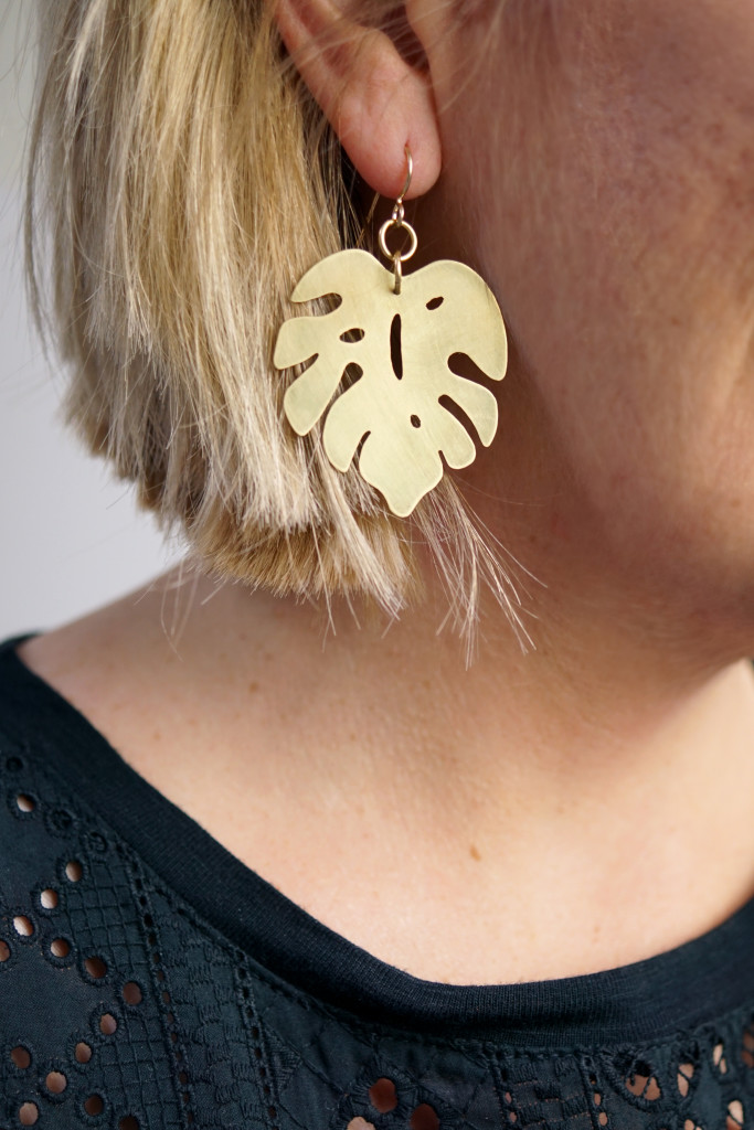 Monstera leaf statement earrings